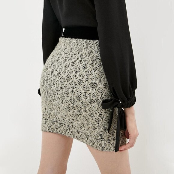 NWT Sandro metallic tinsel short jacquard knit wool blend skirt, M - Picture 4 of 16
